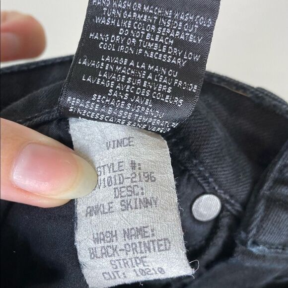 Vince Ankle Skinny Black Printed Stripe Jeans - Picture 7 of 7